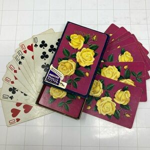Vtg Pinochle Arrco purple with yellow rose deck of cards
